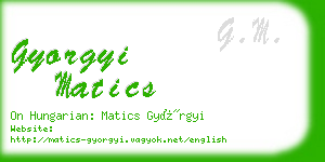 gyorgyi matics business card